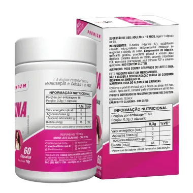 Biotina Health Labs Vitamina B7 com 60 C&aacute;psulas