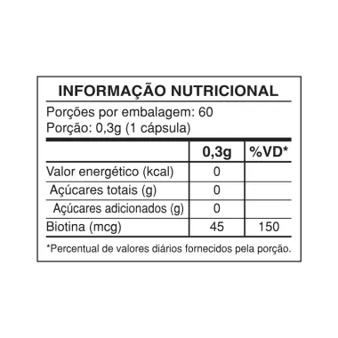 Biotina Health Labs Vitamina B7 com 60 C&aacute;psulas