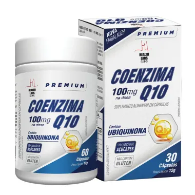 Coenzima Q10 100mg Health Labs com 30 C&aacute;psulas