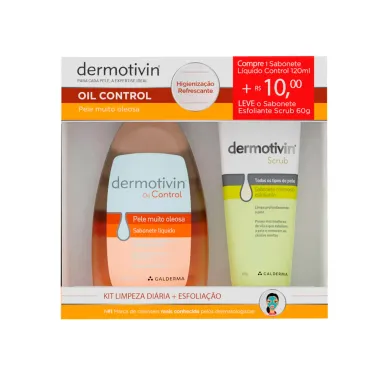 Dermotivin Oil Control Sabonete Líquido 120ml e Dermotivin Scrub Esfoliante 60g