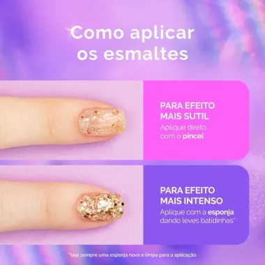 Esmalte Risqu&eacute; Livre para Brilhar Glitter Dourado Cor Chega e Arrasa com 8ml