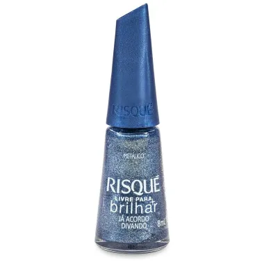 Esmalte Risque Livre para Brilhar Azul Met&aacute;lico J&aacute; Acordo Divando com 8ml