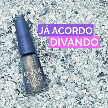 Esmalte Risque Livre para Brilhar Azul Met&aacute;lico J&aacute; Acordo Divando com 8ml