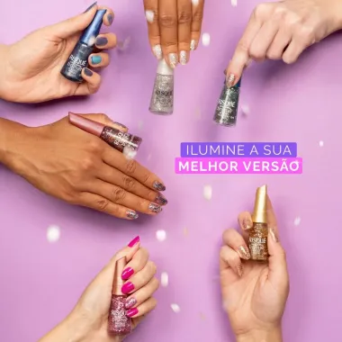 Esmalte Risque Livre para Brilhar Azul Met&aacute;lico J&aacute; Acordo Divando com 8ml