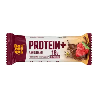 Barra de Proteína Protein+ Banana Brasil com 16g de Proteína Sabor Napolitano Zero Açúcar 50g
