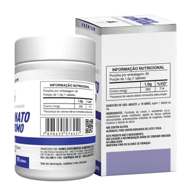 Picolinato de Cromo 250mcg Health Labs com 90 Tabletes