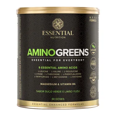 Amino Greens Essential Nutrition Sabor Suco Verde e Lim&atilde;o Yuzu 261g