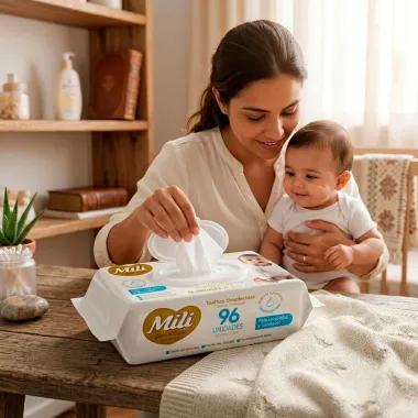 Toalha Umedecida Mili Love e Care com 96 Unidades