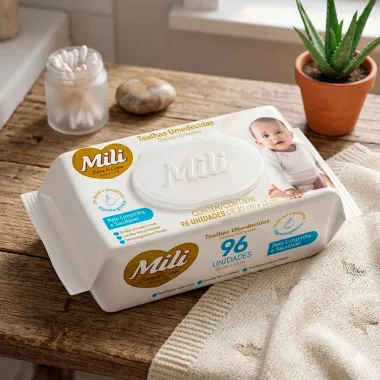 Toalha Umedecida Mili Love e Care com 96 Unidades