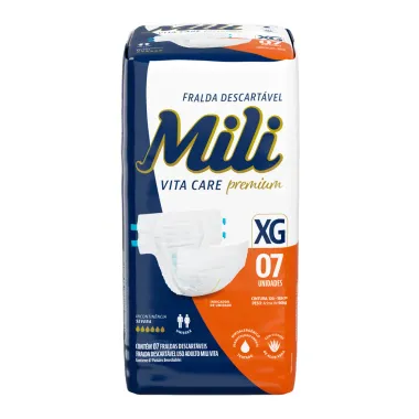 Fralda Geriátrica Mili Vita Care XG com 7 Unidades Pacote