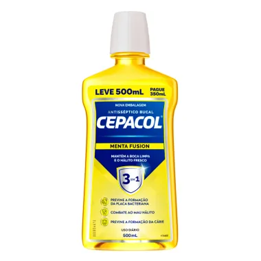 Enxaguante Bucal Cepacol Antisséptico Menta Fusion Leve 500ml Pague 350ml