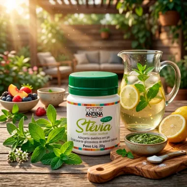 Ado&ccedil;ante em P&oacute; St&eacute;via Color Andina Foods Sem Sabor Residual 20g
