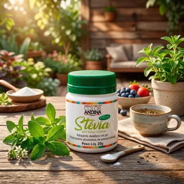 Ado&ccedil;ante em P&oacute; St&eacute;via Color Andina Foods Sem Sabor Residual 20g