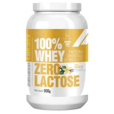 Whey Protein 100% Health Labs Zero Lactose Sabor Baunilha 900g