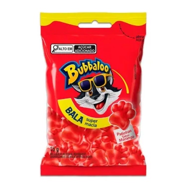 Bala Bubbaloo Patinhas Morango 15g