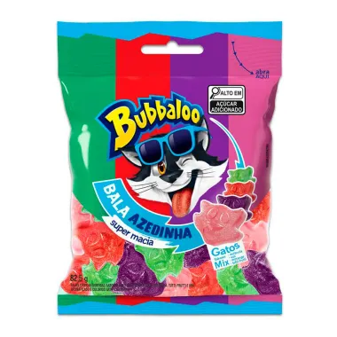 Bala Bubbaloo Gatos Azedinha Mix Sortidas 82,5g
