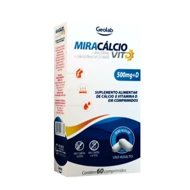 Miracálcio Vit D 500Mg + D com 60 Comprimidos