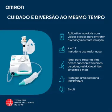 Inalador Compressor e Aspirador Nasal InalaKids NE-C703 Omron 1 Unidade