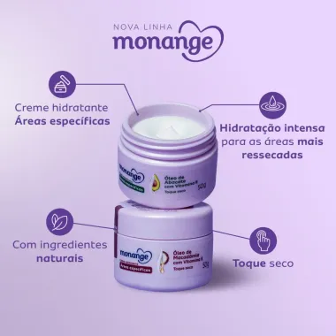 Creme Hidratante para Áreas Específicas Monange Óleo de Macadâmia com Vitamina E 50g