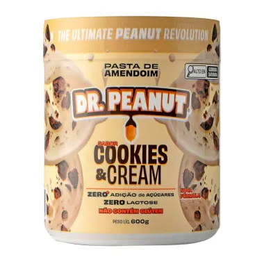 Pasta de Amendoim Dr.Peanut Power Cream Cookies & Cream com Whey Protein 600g