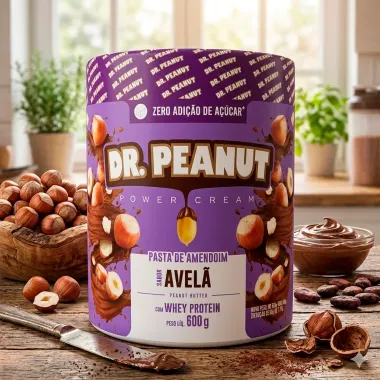 Pasta de Amendoim Dr. Peanut Power Cream Sabor Avel&atilde; com Whey Protein 600g