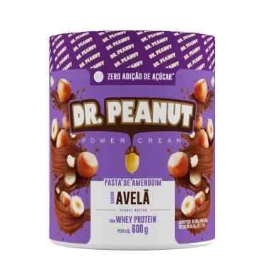 Pasta de Amendoim Dr. Peanut Power Cream Sabor Avel&atilde; com Whey Protein 600g