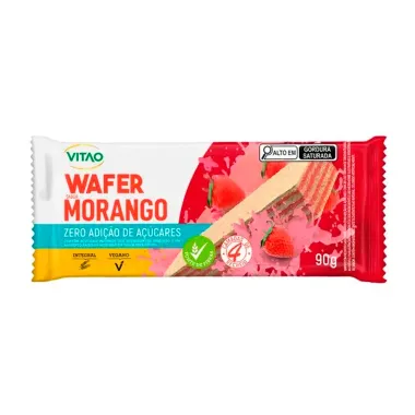 Biscoito Wafer Vitao Morango Zero Açúcar 90g