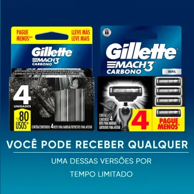 Carga para Aparelho de Barbear Gillette Mach3 Carbono 4 Unidades Leve Mais Pague Menos