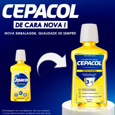 Antisséptico Bucal Cepacol Menta Fusion 3 em 1 com 250ml Banner