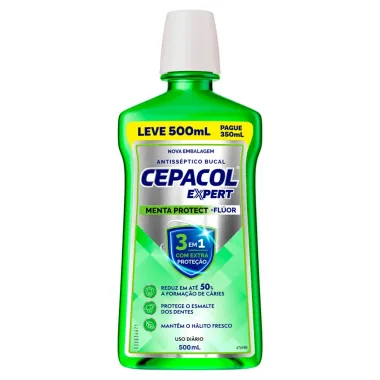 Antisséptico Bucal Cepacol Expert Menta Protect +Flúor 500ml