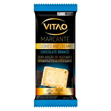 Chocolate Vitão Marcante Cookies And Cream Zero Açúcar 70g