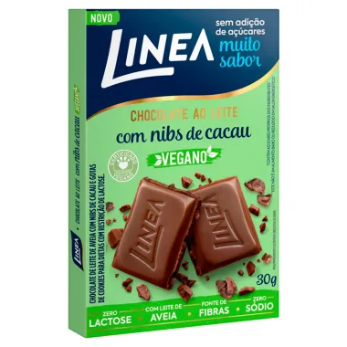 Chocolate Vegano ao Leite Linea com Nibs de Cacau 30g
