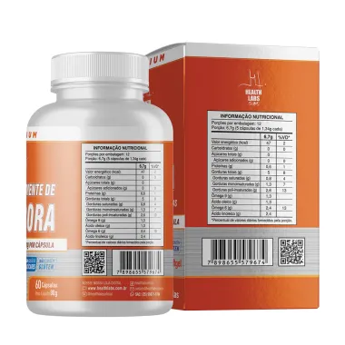 &Oacute;leo de Semente de Ab&oacute;bora 1000mg Health Labs com 60 C&aacute;psulas Softgel