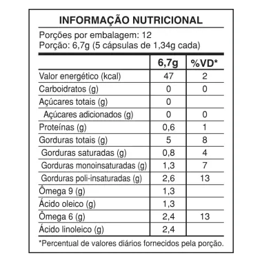 &Oacute;leo de Semente de Ab&oacute;bora 1000mg Health Labs com 60 C&aacute;psulas Softgel