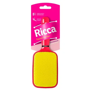 Escova de Cabelo Raquete Ricca Flex Hair Pink 1 Unidade