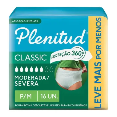 Roupa Íntima Plenitud Classic Tamanho P/M 8 Unidades
