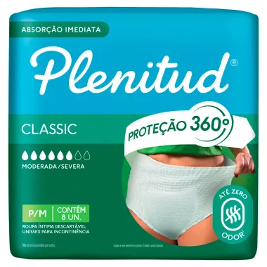 Roupa Íntima Plenitud Classic Tamanho P/M 8 Unidades