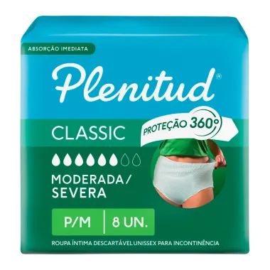Roupa Íntima Plenitud Classic Tamanho P/M 8 Unidades