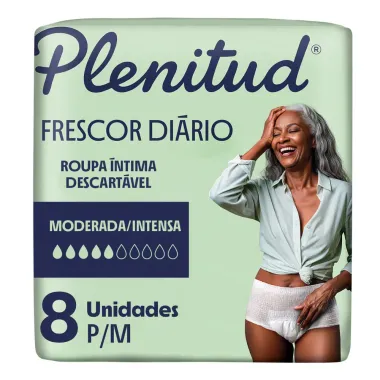 Roupa &Iacute;ntima Plenitud Frescor Di&aacute;rio Tamanho P/M 8 Unidades Descart&aacute;veis