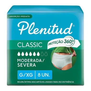Roupa Íntima Plenitud Classic Tamanho G/XG 8 Unidades