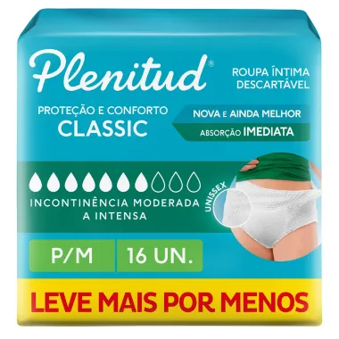 Roupa Íntima Plenitud Classic Tamanho P/M 16 Unidades Leve Mais Por Menos