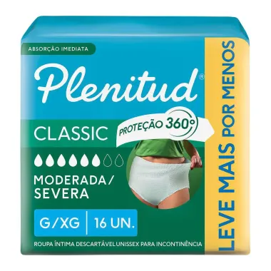 Roupa Íntima Plenitud Classic Intensa Tamanho G/XG 16 Unidades Leve Mais Por Menos