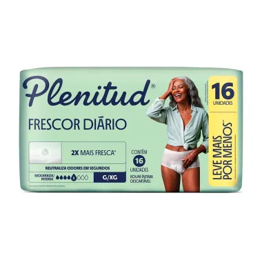 Roupa &Iacute;ntima Plenitud Frescor Di&aacute;rio Tamanho G/XG 16 Unidades Descart&aacute;veis Leve Mais Por Menos
