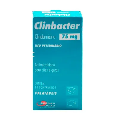 Antimicrobiano Clinbacter Veterinário para Cães e Gatos 75mg com 14 comprimidos