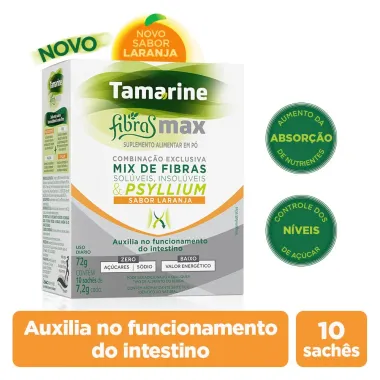 Tamarine Fibra Max Sabor Laranja com 10 Sachês de 7,2g cada