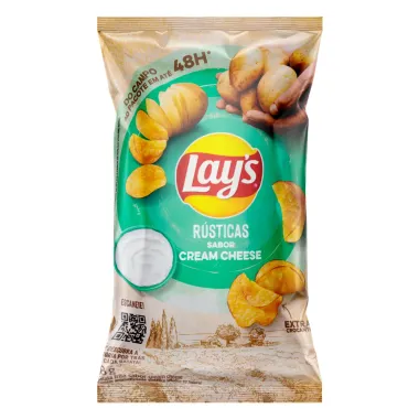 Batata Lays Rústicas Sabor Cream Cheese Embalagem Frente