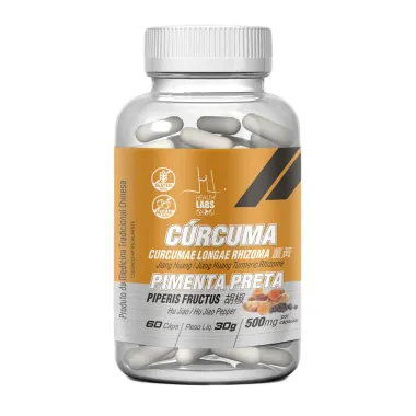 Cúrcuma com Pimenta Preta 500mg Health Labs 60 Cápsulas