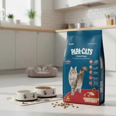 Ração para Gatos Papa-Cats Gourmet Carne e Arroz Adultos e Filhotes 10,1kg