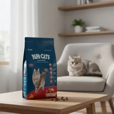 Ração para Gatos Papa-Cats Gourmet Carne e Arroz Adultos e Filhotes 10,1kg