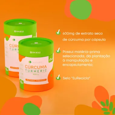 Cúrcuma Turmeric 600mg Bioroots com 120 Cápsulas